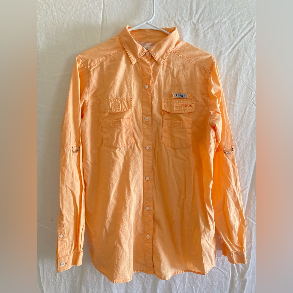 3/$24 🍑 Women’s Columbia PFG light orange long sleeve lightweight shirt cotton